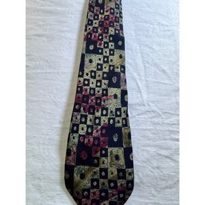 Geoffrey Beene Necktie Mens One Size Multicolor Excellent Geometric Mosaic Print